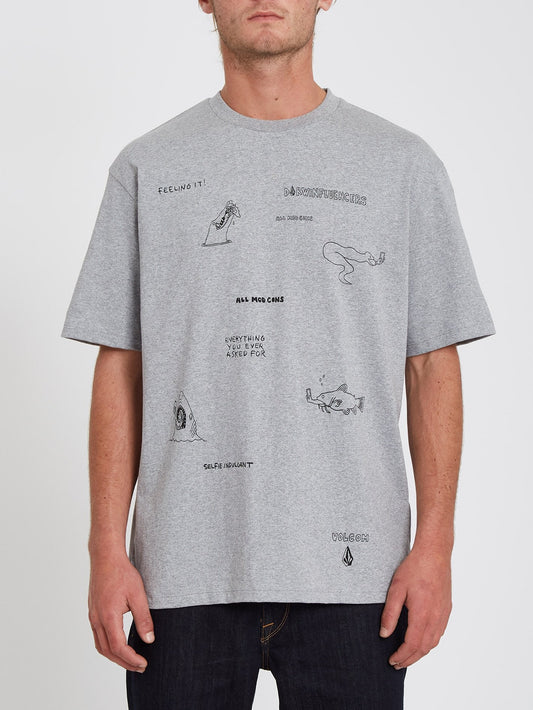Pentagram Pizza T-shirt - HEATHER GREY