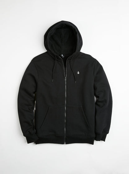 Single Stone Lined Zip Hoodie - Black