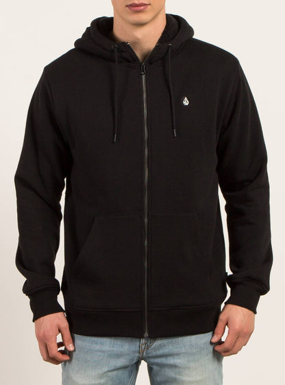 Single Stone Lined Zip Hoodie - Black