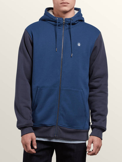 Single Stone Lined Zip Hoodie - Matured Blue