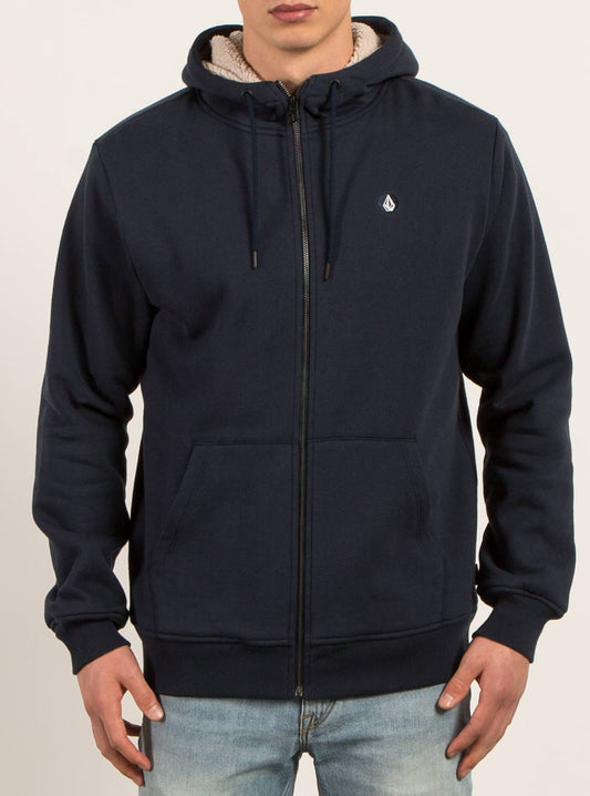 Single Stone Lined Zip Hoodie - Navy