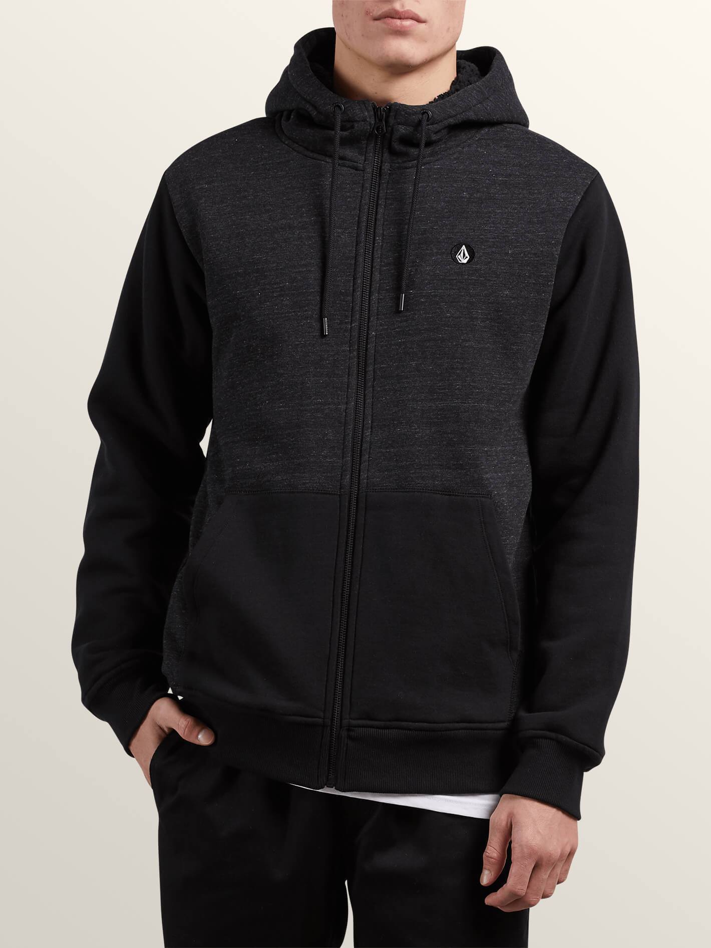 Single Stone Lined Zip Hoodie - Sulfur Black