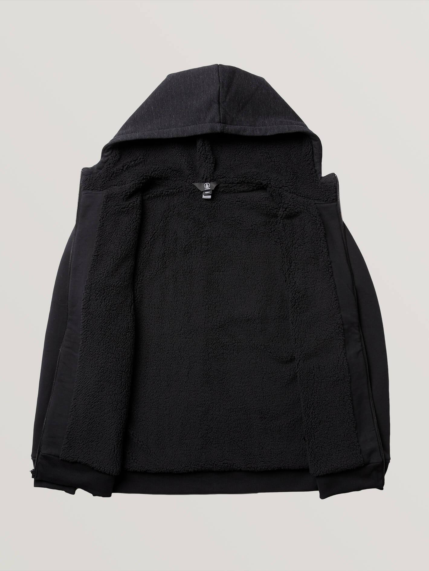 Single Stone Lined Zip Hoodie - Black
