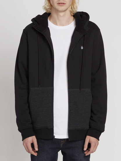 Single Stone Lined Zip Hoodie - Black
