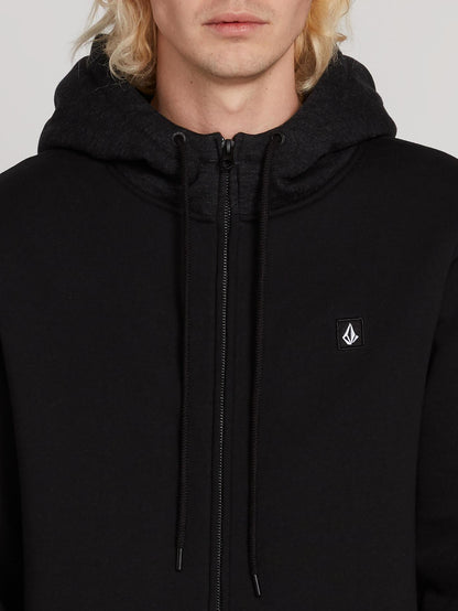 Single Stone Lined Zip Hoodie - Black