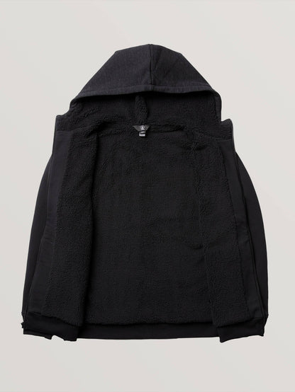 Single Stone Lined Zip Hoodie - Black