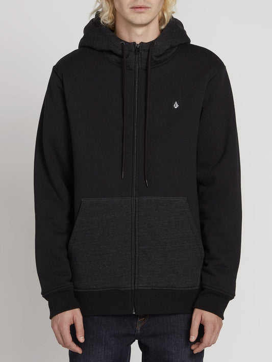 Single Stone Lined Zip Hoodie - Black