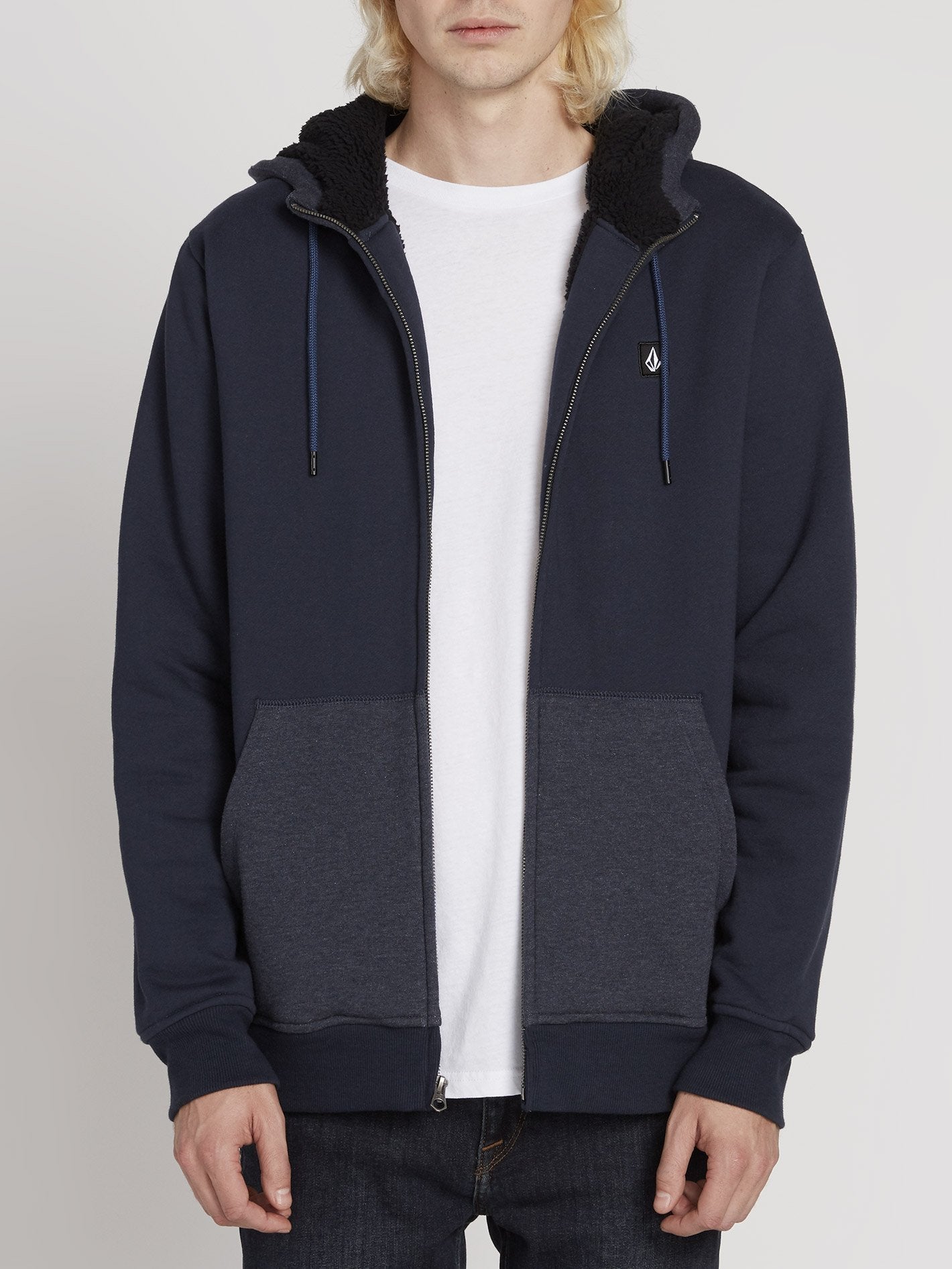 Single Stone Lined Zip Hoodie - Navy