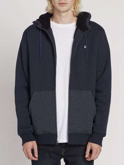 Single Stone Lined Zip Hoodie - Navy