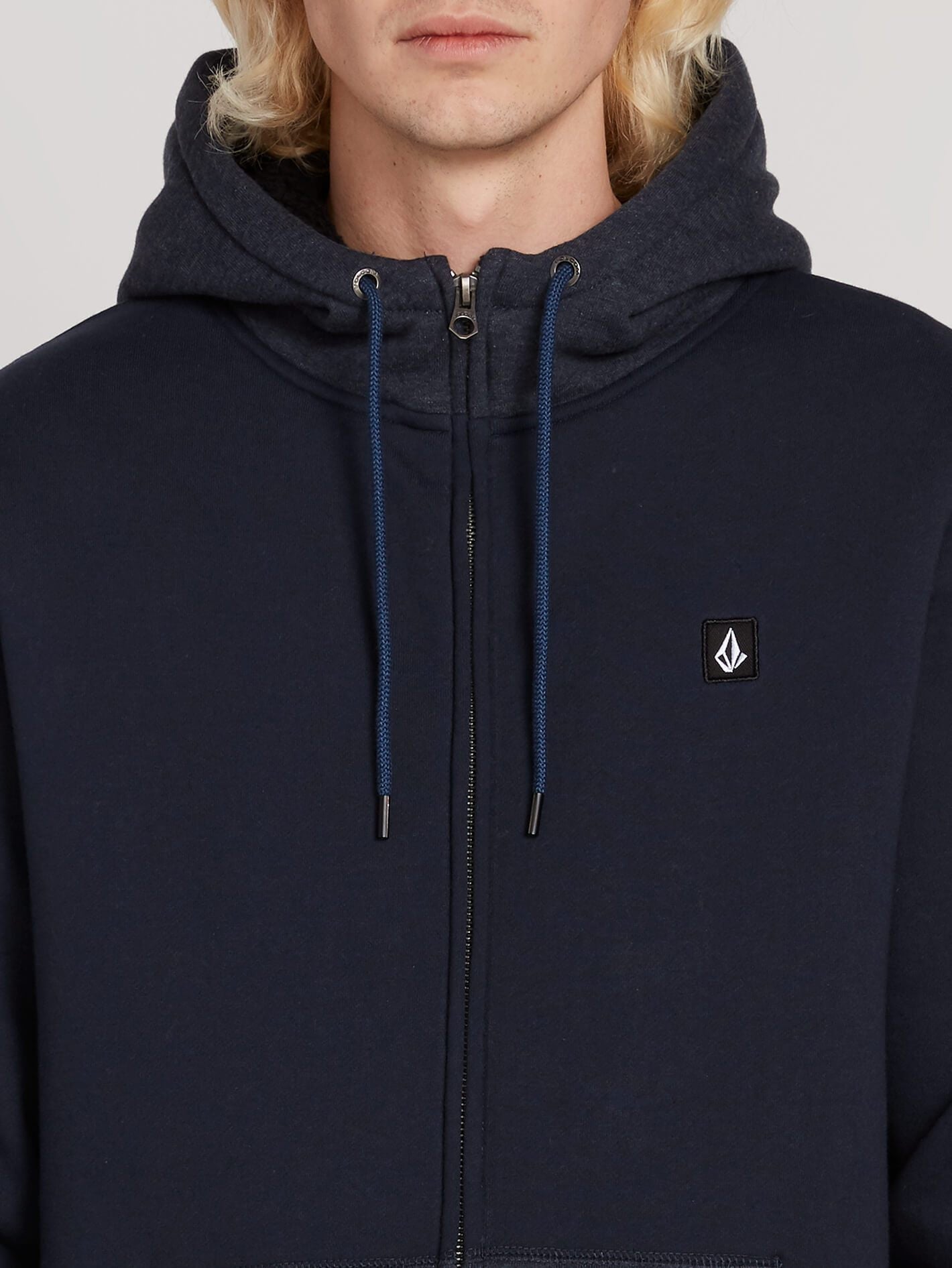 Single Stone Lined Zip Hoodie - Navy