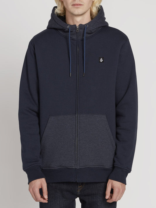 Single Stone Lined Zip Hoodie - Navy