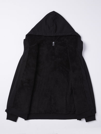 Stone Lined Zip Hoodie - Black