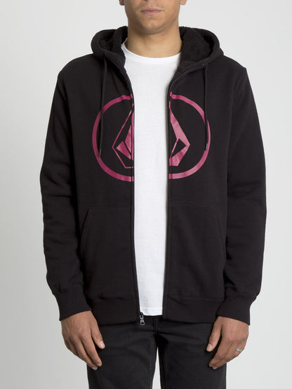 Stone Lined Zip Hoodie - Black