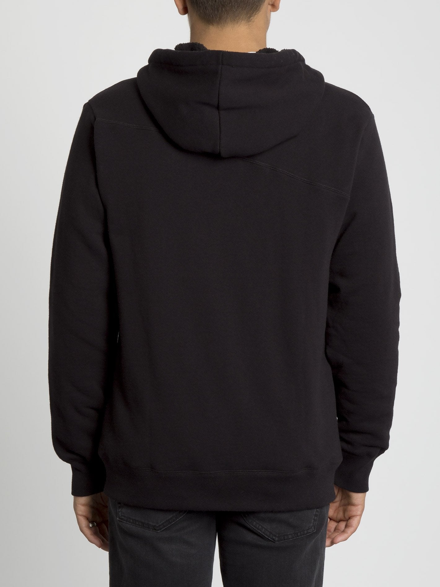 Stone Lined Zip Hoodie - Black