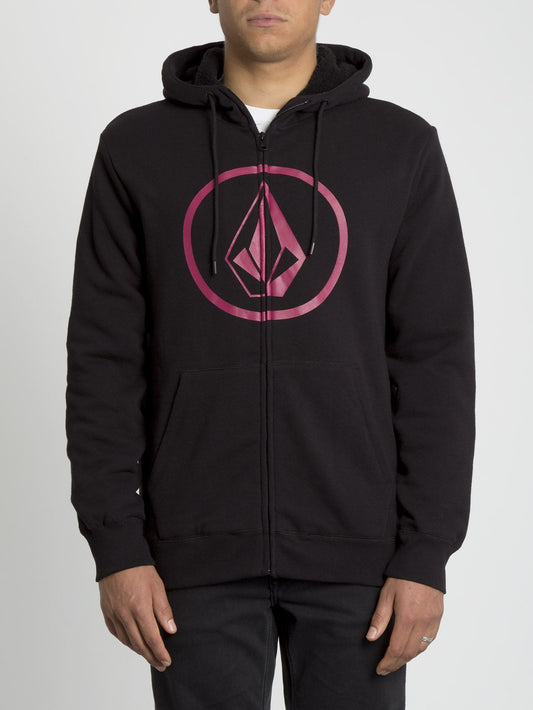 Stone Lined Zip Hoodie - Black