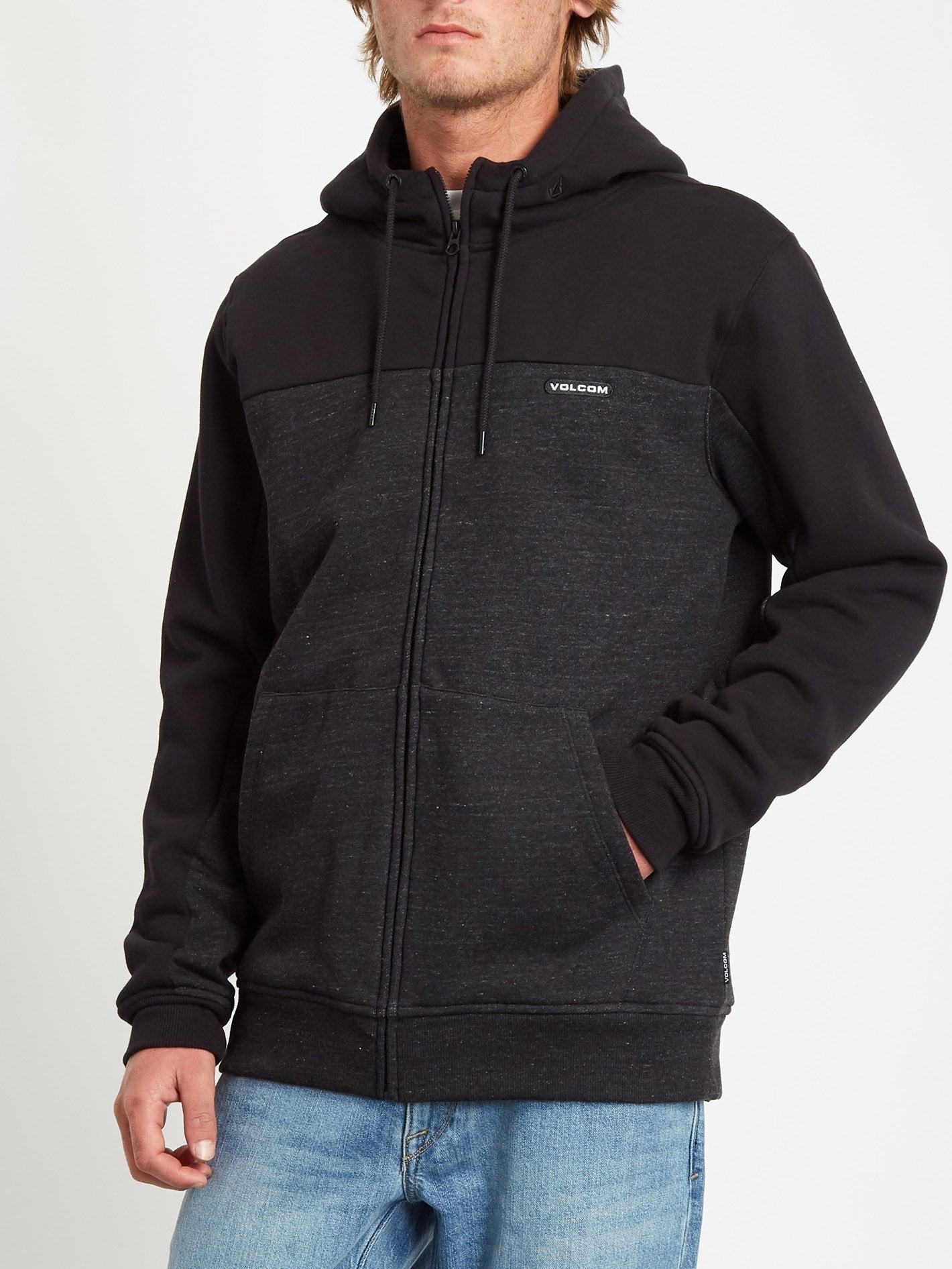 Single Stone Div Lined Zip-up Hoodie - HEATHER BLACK