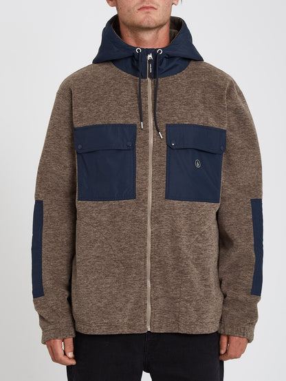 Yzzolater Lined Zip Hoodie - DARK TAUPE