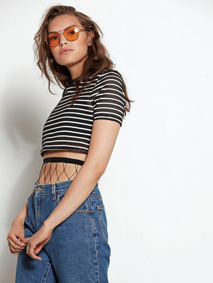 Stripe Row Tee - Black Combo