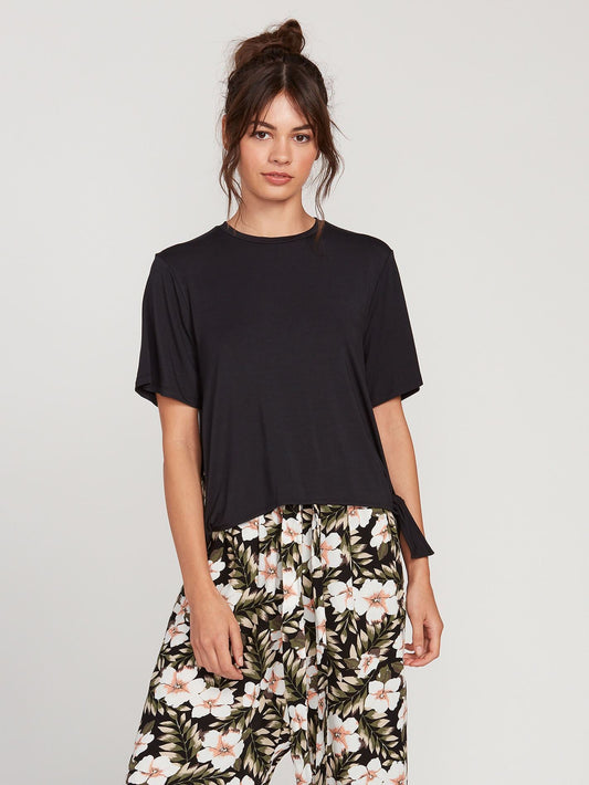 Coco Side Tie T-shirt - Black