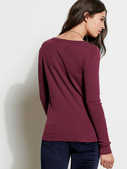 GMJ Rib Long Sleeve Top - Mulberry