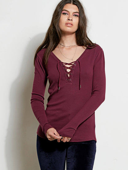 GMJ Rib Long Sleeve Top - Mulberry
