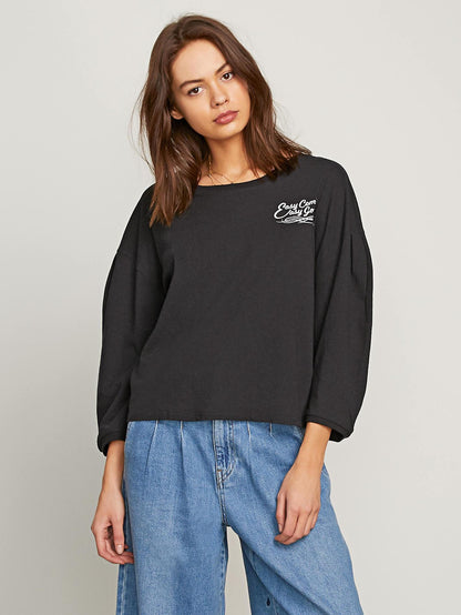 Come Pleated Long Sleeve Tee - Black