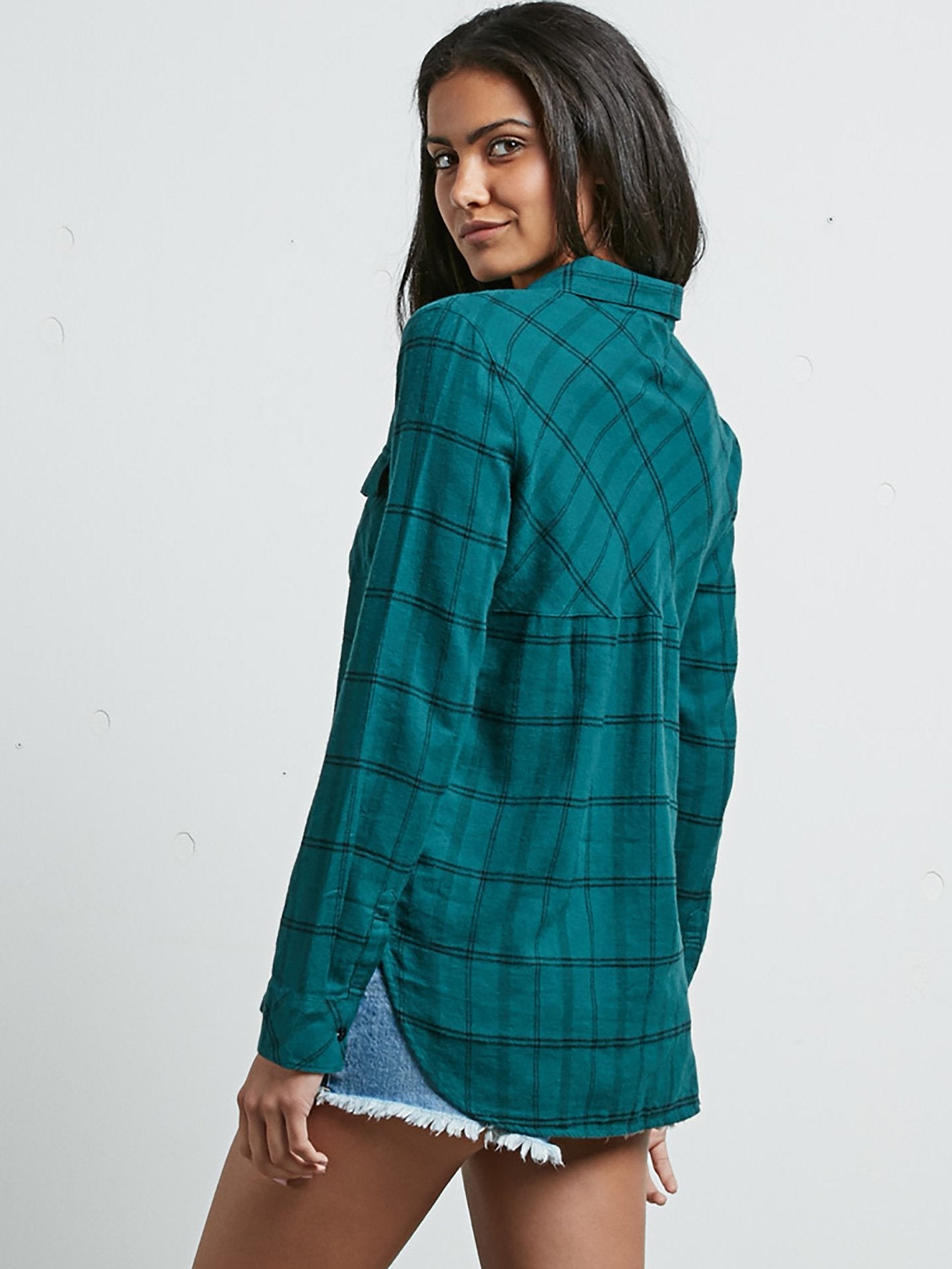 Street Dreaming Long Sleeve Flannel - Midnight Green