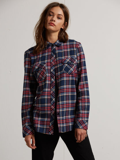 Street Dreaming Long Sleeve Flannel - Vintage Navy
