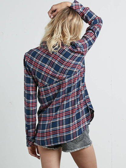 Street Dreaming Long Sleeve Flannel - Vintage Navy