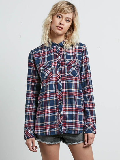 Street Dreaming Long Sleeve Flannel - Vintage Navy