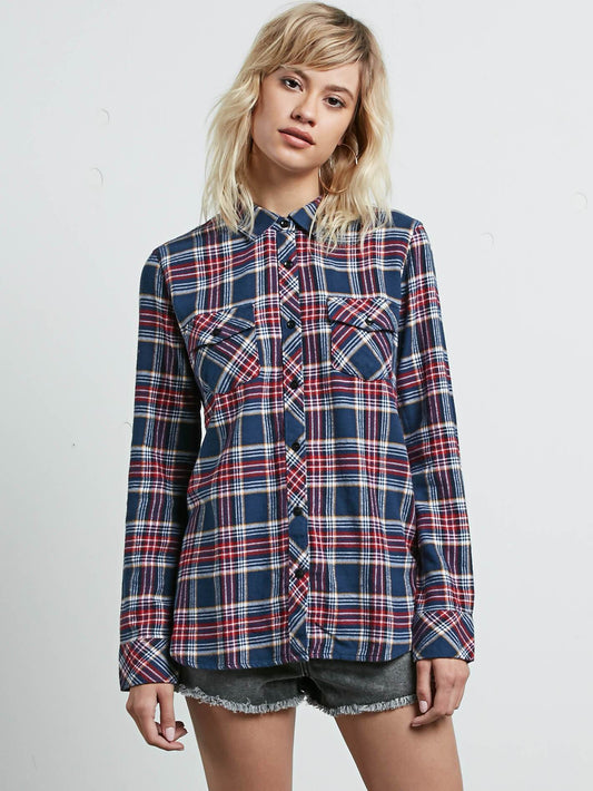 Street Dreaming Long Sleeve Flannel - Vintage Navy
