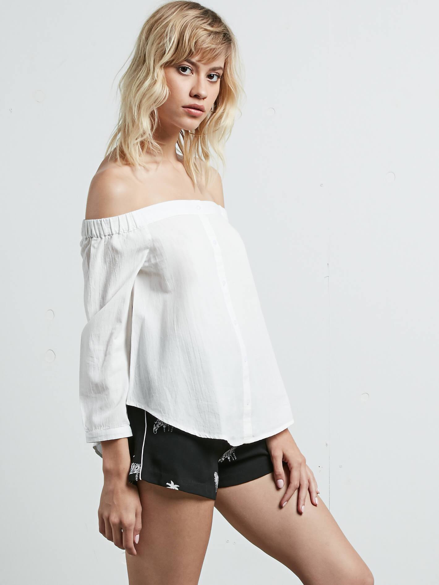 All Biz Long Sleeve Top - White