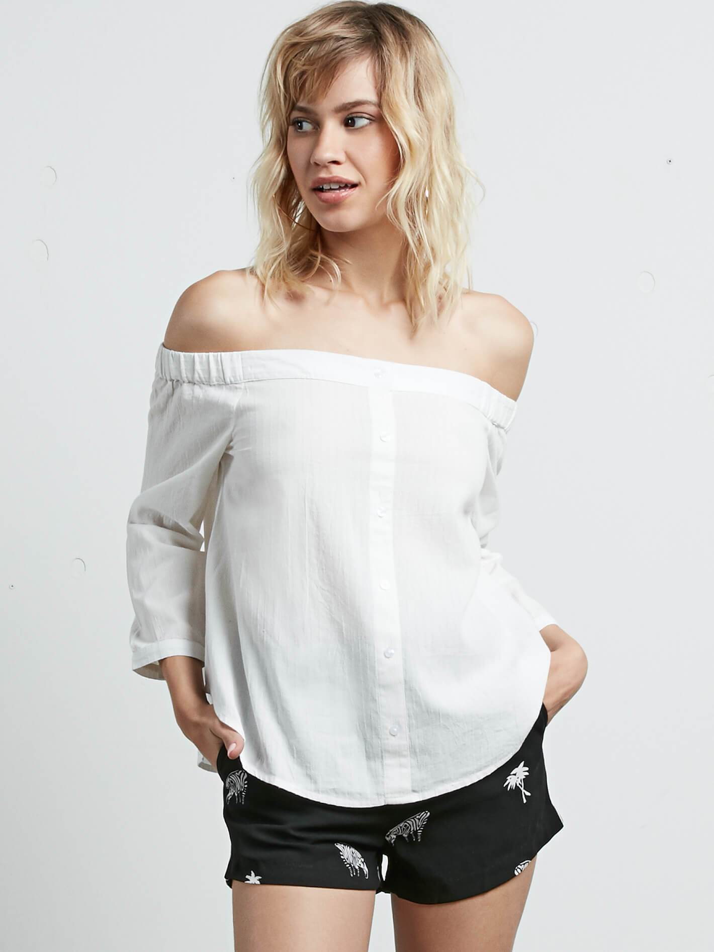 All Biz Long Sleeve Top - White