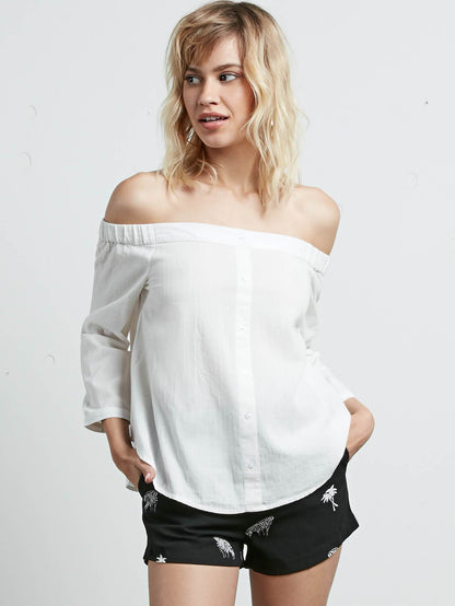 All Biz Long Sleeve Top - White