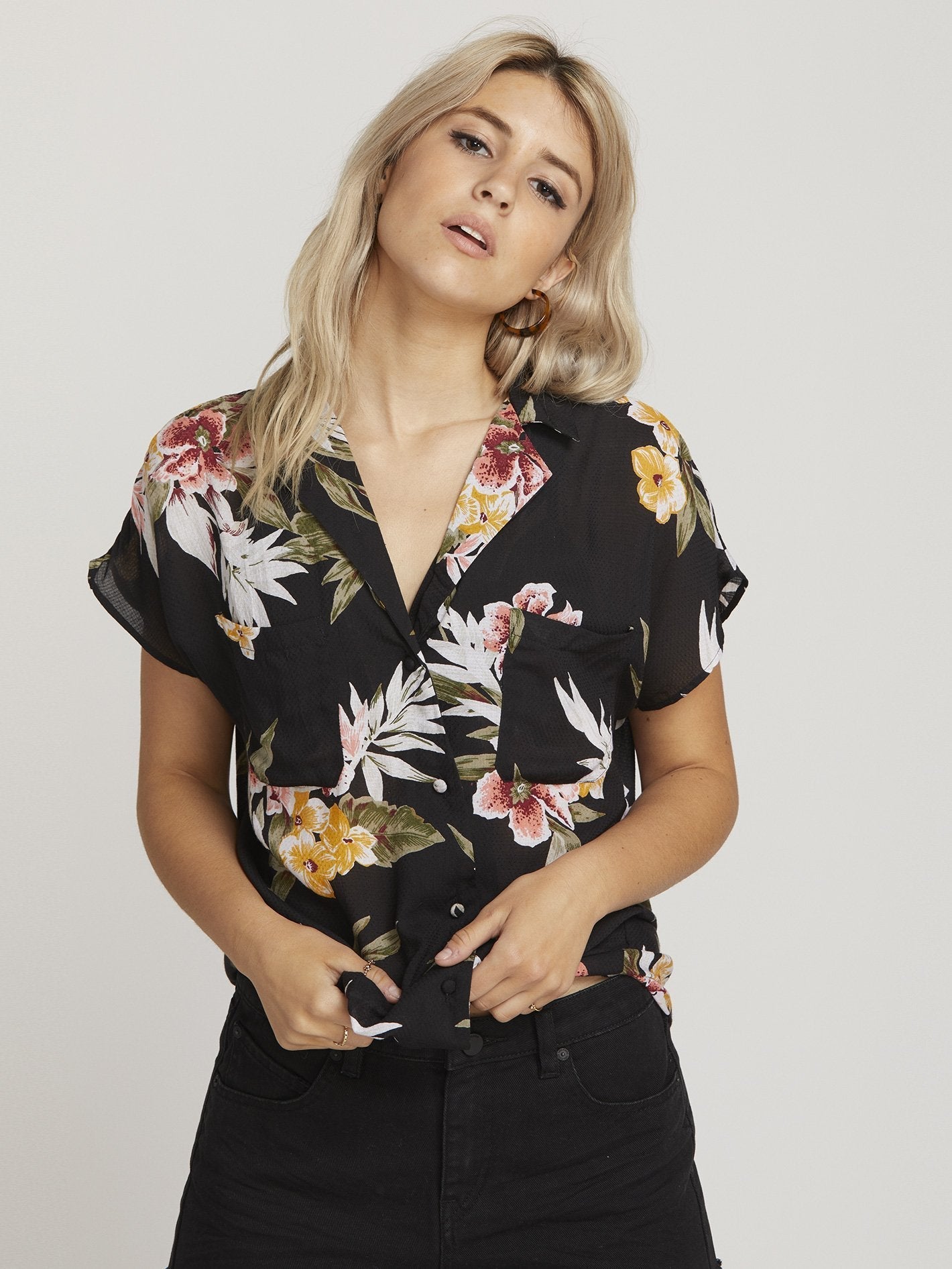Rag'N Flower Shirt  - Black Combo