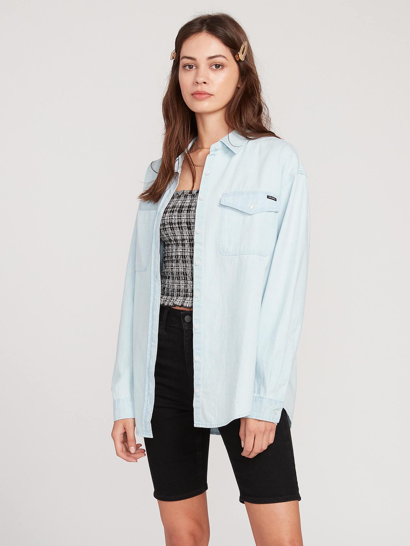 Sunday Strut Shirt - Sun Faded Indigo