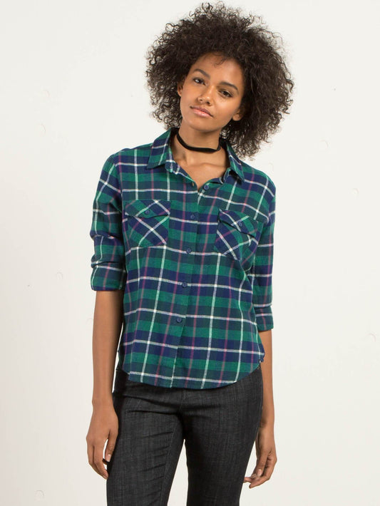 New Flame Long Sleeve Flannel - Midnight Green