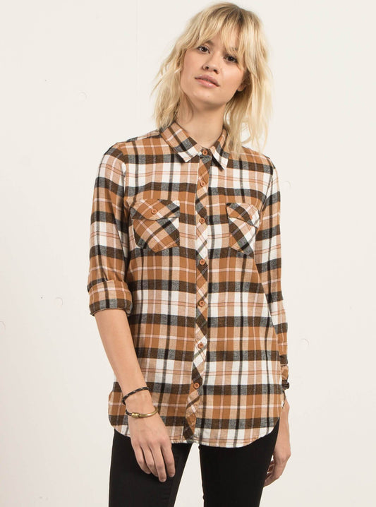 Desert Fly Long Sleeve Flannel - Caramel