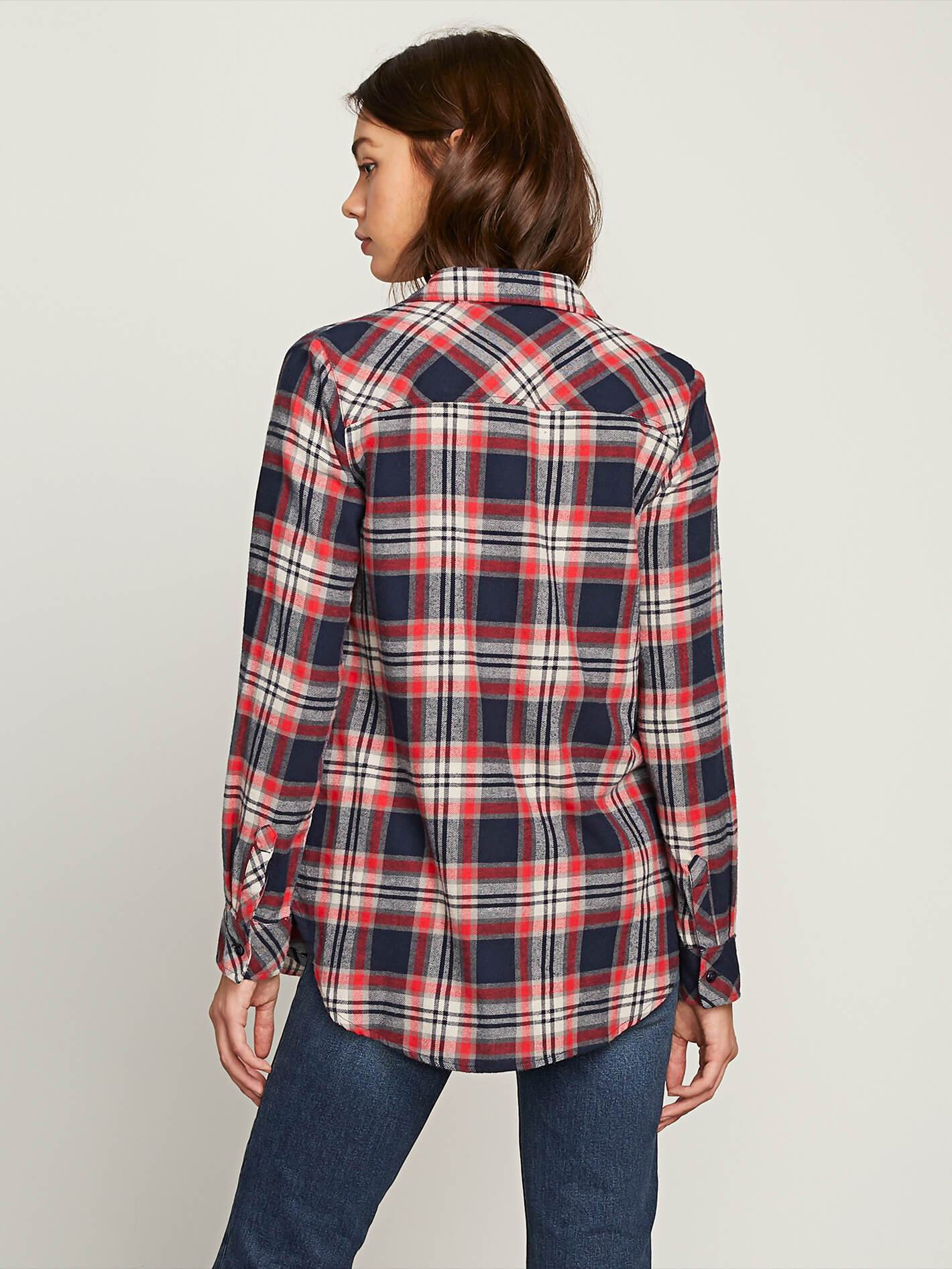 Getting Rad Plaid Long Sleeve Flannel - Sea Navy