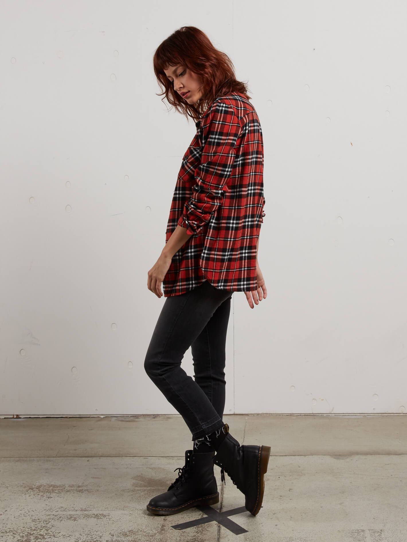 Fly High Long Sleeve Flannel - Rust