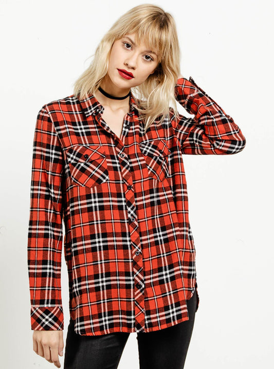Fly High Long Sleeve Flannel - Rust