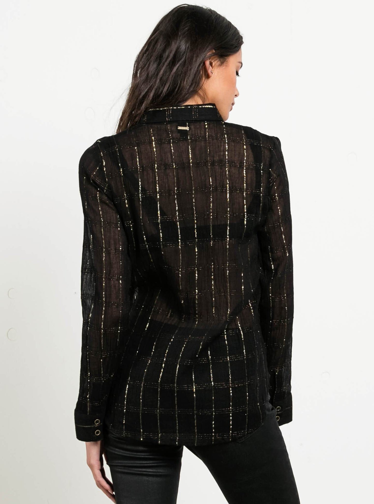 Text Me Button Up Shirt - Black