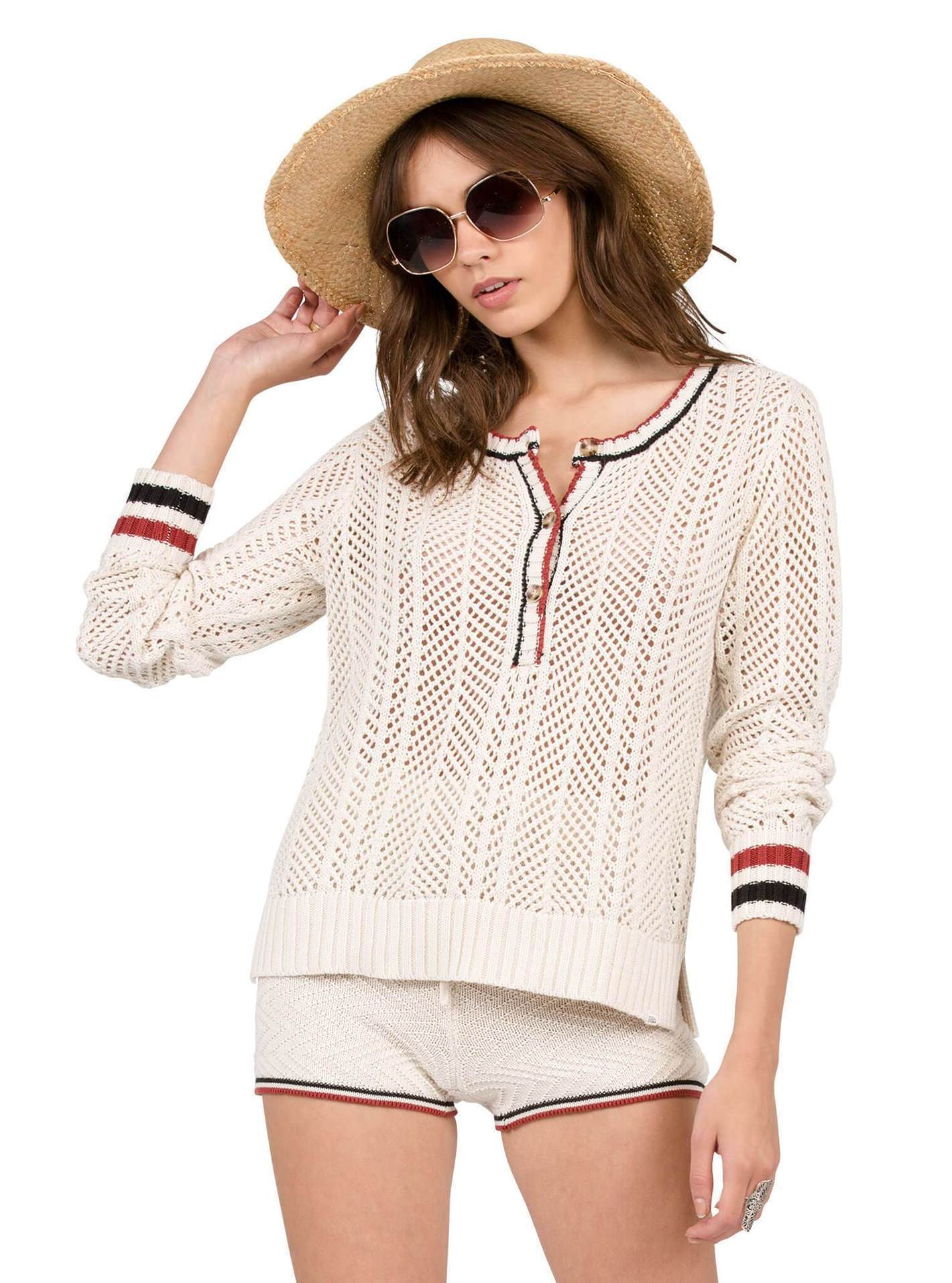 Thumbs Up Henley - Vintage White