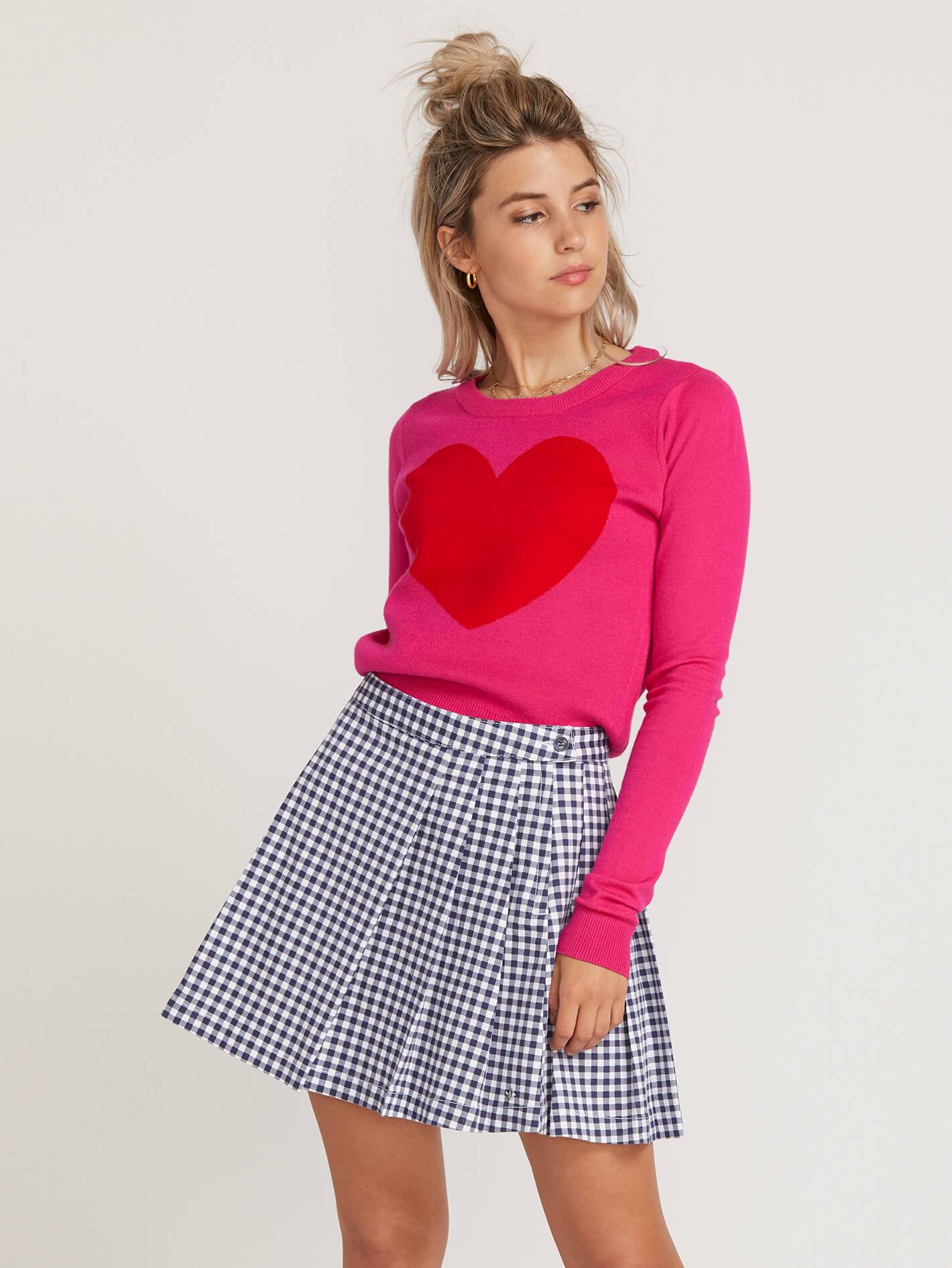 Gmj Heart Sweater  - Electric Pink