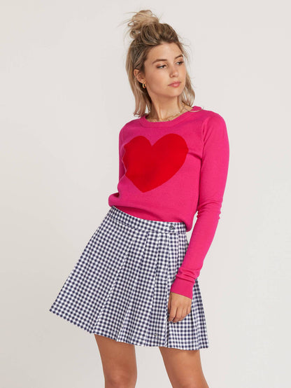 Gmj Heart Sweater  - Electric Pink