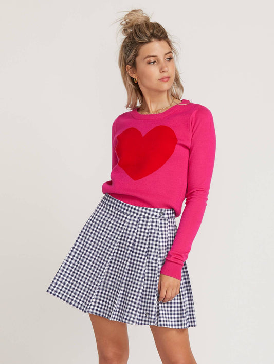 Gmj Heart Sweater  - Electric Pink