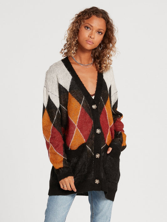 Knitty City Cardigan - BLACK COMBO