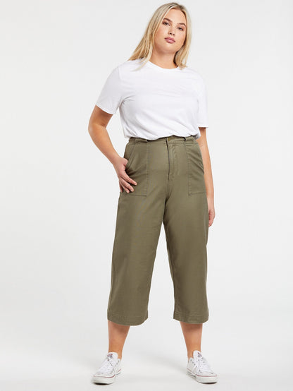 Army Whaler Wide Leg Pant - Army Green Combo