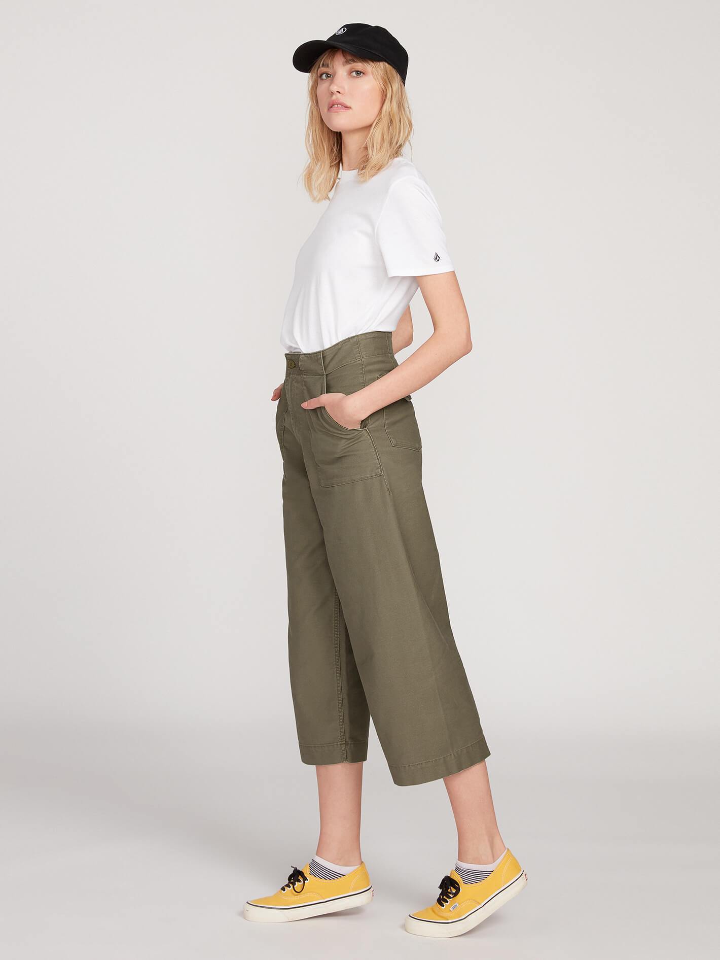 Army Whaler Wide Leg Pant - Army Green Combo