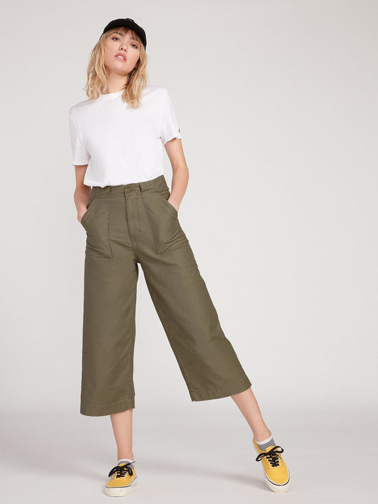 Army Whaler Wide Leg Pant - Army Green Combo